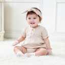 Baby Girl Bodysuit and Headband Outfit Cotton Ruffle Sleeveless Baby Clothes (6-9 Months, Pink Flower)