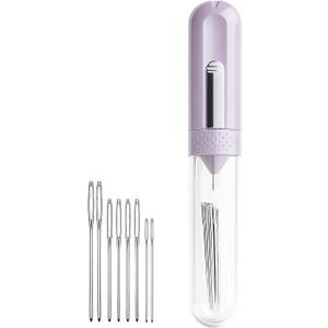 3 x Upgraded 5-in-1 Automatic Needle Threader & Seam Ripper Kit, Premium Needle Threaders for Hand Sewing with 8 Large-Eye Needles, Sewing, Embroidery&Cross Stitch Supplies Tools (1PCS-Purple)
