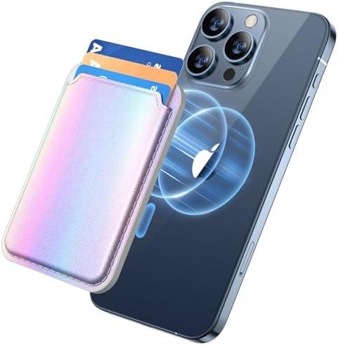 Miracase for MagSafe Wallet, Magnetic Card Wallet Holder, Compatible with MagSafe Wallet, 3-Card Holder, for iPhone 15/14/13/12 Series,Rainbow, 4 Pack