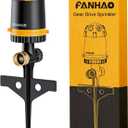 FANHAO Gear Drive Lawn Sprinkler with Metal Spike Base, 6-Pattern Heavy Duty Water Sprinkler System, Multi-Adjustable Irrigation Sprinkler for Large Yard Area Watering, Garden Plant and Flower Bed