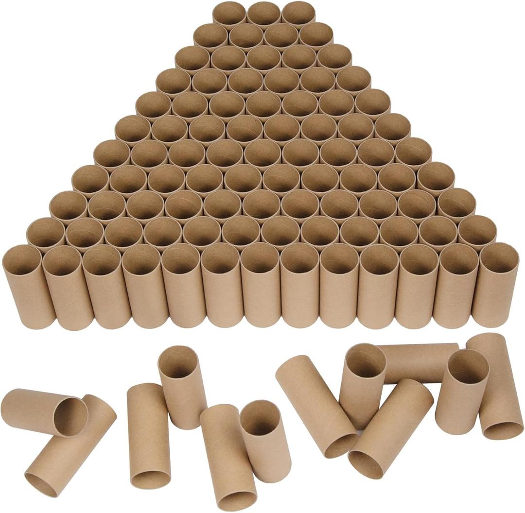 HESESOH 100 Pack Cardboard Tubes for Crafts - 1.57 x 3.94 Inches - Brown Toilet Paper Empty Rolls Round Thick Tubes Sturdy for Classroom Family Handmade DIY Projects