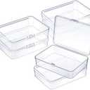 6 Pieces Mini Plastic Clear Beads Storage Containers Box for Collecting Small Items, Beads, Jewelry, Business Cards, Game Pieces, Crafts (4.45 x 3.3 x 1.18 Inch)