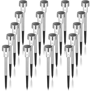 GIGALUMI Solar Lights Outdoor Waterproof, 20 Pack, Stainless Steel LED Solar Garden Lights for Patio, Lawn, Yard and Landscape, Garden Decor Patio Decor, Cold White GIGALUMI Solar Lights Outdoor Waterproof, 20 Pack, Stainless Steel LED Solar Garden Lights for Patio, Lawn, Yard and Landscape, Garden Decor Patio Decor, Cold White