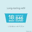 Diaper Genie Easy Roll Refill | 18 Bags Per Refill | Holds Up to 846 Newborn Diapers | Odor Control | Diaper Pail Refill Bags | Fits Diaper Genie Signature & Platinum Pails
