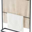 Yamazaki Home Bath Towel Hanger - Bathroom Organizer Storage Holder Dry Rack Steel One Size Black