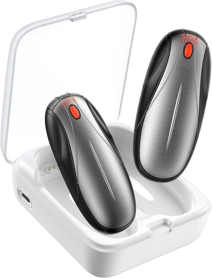 Hand Warmers Rechargeable 2 Pack, 14000mAh Electric Hand Warmers with Charging Case, Quick Charge Portable Heater,Gifts for Christmas, Winter, Outdoor, Camping, Hunting Accessories (White)