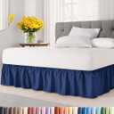 Wrap Around Dust Ruffle Bed Skirt - Navy Blue - Twin/Twin XL Size Beds with 15 Inch Drop - Elastic Strap - Adjustable Pleated Bedskirt with Brushed Fabric and Wrinkle Free - Women, Men, Kids & Teens