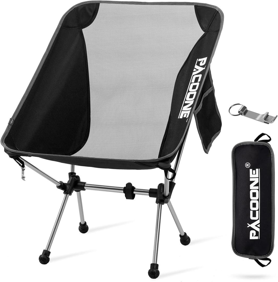 Ultra-Light Portable Camping Chair, Compact Folding Chair with Storage Bag and Bottle Opener, Lightweight Backpacking Chairs for Outdoor Camp, Picnic, Beach, Fishing, Hiking, Supports 330Lbs