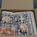 Area Rugs 5'x7' Washable Non-Slip, Floral Vintage Distress Print Pattern Medallion Carpet for Living Room Bedroom Dining Room, Beige Navy Blue Orange Colorful