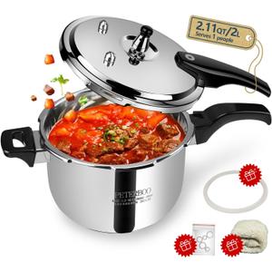 Premium Stainless Steel Small Pressure Cooker 2 quart | 8 Safety Features & Quick Cooking | stovetop pressure cookers;instant pot pressure cooker;olla de presion mini pressure cooker 2+qt