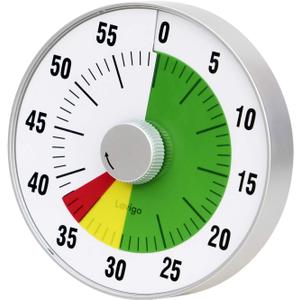 Lavigo Kitchen Timer, Countdown Visual Analog Timer, Quiet Counting, Low Loud and Mute Alarm for Teachers Classroom, Kids, Adults Kitchen, Office, Gym (Green) LT21-TC 7.5 inches
