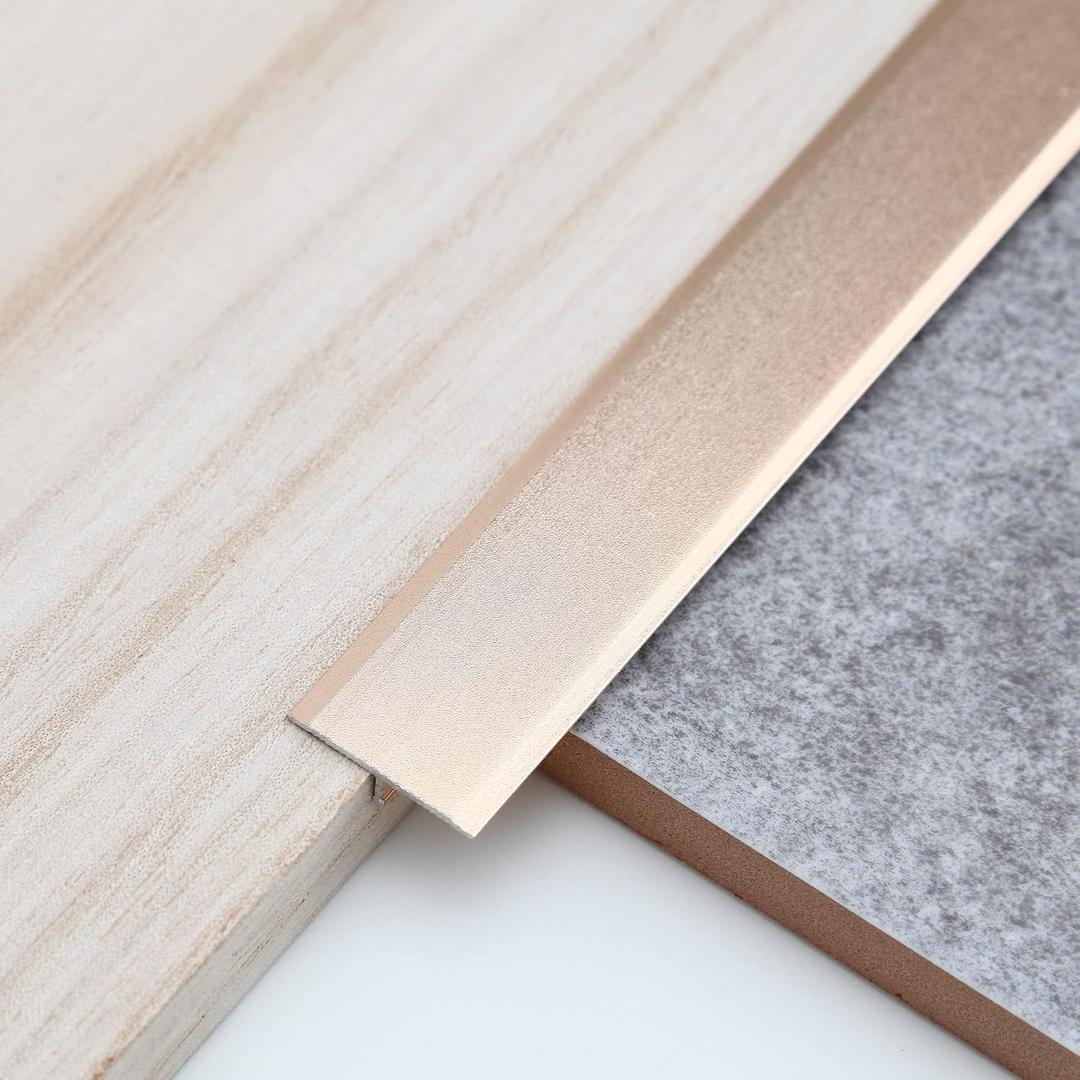 Trimold 3Pcs Aluminum T Molding Trim & Floor Transition Strips, Flat Divider Strip for Door Threshold and Joining Flooring Gaps of Laminate Planks Tile (4.2Ft x 0.8In, Matte Gold)