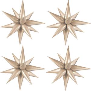 Moukiween 60 PCS Caramel Star Balloons, 12 Point cone Explosion Star Foil Balloons for Birthday, Baby Shower, Bridal Shower, Wedding, Festivals Decorations (Caramel)