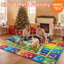 Unirea 8x10 Kids Rug for Playroom Classroom Bedroom, Washable Educational Play Mat with ABC Alphabet, Numbers, Animals for Living Room, Nursery, Colorful Learning Carpet for Toddlers, Rainbow