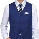 LOPEN STU Boys Suit Size 8 Dress Vest Pants Set Navy Blue Suits for Boys Wedding Easter Halloween Outfit Formal Dress Clothes