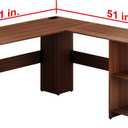 SHW 51 x 51 Inches L-Shaped Home Office Wood Corner Desk wtih Storage, Walnut, Shelves