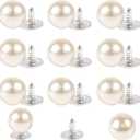 50pcs Pearl Brooch Buttons, No Sew Cover Up Buttons Removable Reusable Pearl Safety Pins for Clothes Dress Shirt Cardigan Decorations DIY Crafts Sewing, 5 Sizes