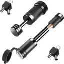 METOWARE Keyed Alike Hitch Lock& Coupler Lock Set, 5/8" Dia 3-1/2 Long Trailer Hitch Locks for Class III IV 2" & 2-1/2" Receiver, Dia 1/4" Trailer Coupler Lock with 7/8" Span Fits Latch-Type Couplers