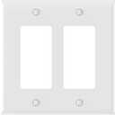 AIDA 2-Gang Midsize Light Switch Cover Plate, Decorative Wall Plates Outlet Covers, Glossy White, 1-Pack Unbreakable Thermoplastic Switch Plates, UL Listed, 4.8" H x 4.94" L