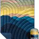 Camping Blanket,Lightweight Puffy Printed Camping Blanket Packable Outdoor Blanket for Camping,Traveling, Stadium, Hiking, Picnics (39x55", Blue Mountains)
