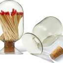Teenyyou Smoke Grey Glass Match Cloche Holder Decorative Matches Jar Trendy Fireplace Display Decor, Not Include Sticks(5 x 2.87 Inch)