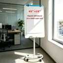 Mobile Dry Erase Whiteboard Stand 40x26 Inches Height Adjustable Magnetic White Board with 5 Wheels, 25-Sheet A1 Paper Pad,Portable Rolling Easel Magnetic Dry Erase Board with Flip Chart Easel Stand