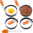 3.5" Egg Rings Set of 4, Round Circle Nonstick Crumpet Ring Mold Muffins Pancake Cooking Griddle Sandwich Burger Bagel Maker for Breakfast