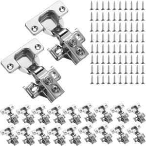 Cabinet Hinges 20 Pack (10 Pair), Evanda Stainless Steel Overlay Soft Close Hinges for Kitchen Cabinets, 1/2 inch Self Closing Door Hinges with Mounting Screws, Damper-3 Way Adjustability
