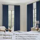 Navy Blue Pinch Pleated Full Blackout Curtains Linen Blend Room Darkening Window Curtains 80 Inch for Living Room Bedroom Thermal Insulated Back Tab Pinch Pleat Drapes with Hooks Rings 2 Panels