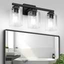 BesLowe 3-Light 19" Bathroom Light Fixture, Modern Black Vanity Light, Bathroom Lighting Fixtures Over Mirror, Matte Black Wall Sconce Lamp, Wall Lights for Living Room Bedroom Hallway