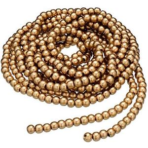 16 Feet Christmas Wood Bead Garland Wooden Bead Garland for Christmas Tree Holiday Decoration (Gold)