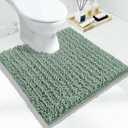 Yimobra Toilet Rug U Shaped Washable 24x20 Inch - Ultra Soft Absorbent Chenille Bath Rugs for Toilet, Quick Dry & Machine Washable, Non Slip Contour Bathroom Mat, Green