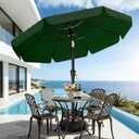 AreShark 9FT 3-Tiers Patio Umbrella with Valance, Outdoor Umbrellas with Crank/Tilt, Table Market Umbrella Vented w/ 8 Sturdy Ribs for Garden, Deck, Backyard, and Pool, Dark Green
