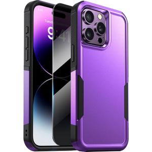 Diaclara Designed for iPhone 14 Pro Max Case, [with Privacy Screen Protector] [Anti Spy] [Military Grade Drop Protection] Heavy Duty Full-Body Shockproof Phone Case, Purple