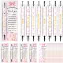 36 Sets Pink Bow Baby Shower Favors Coquette Ribbon Rolling Paper Ballpoint Pens Thank You Greeting Cards for Writing Journal School Office Home Gender Reveal Party Guests Supplies