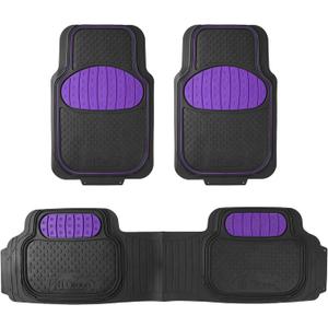 FH Group Car Floor Mats - Heavy-Duty Rubber Floor Mats for Cars, Universal Fit Full Set, Trimmable Automotive Floor Mats, ClimaProof Floor Mats For Most Sedan, SUV, Truck Floor Mats Purple