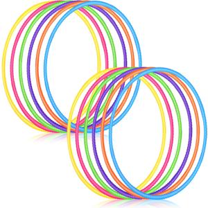 Sratte 12 Pcs Toy Hoop for Kid Detachable Adjustable Toy Hoop Colored Hoop Exercise Ring Plastic Circle for Kid Teen Gymnastics Dog Agility Equipment, Require Self Assembly (Stylish Colors, 24 Inch)