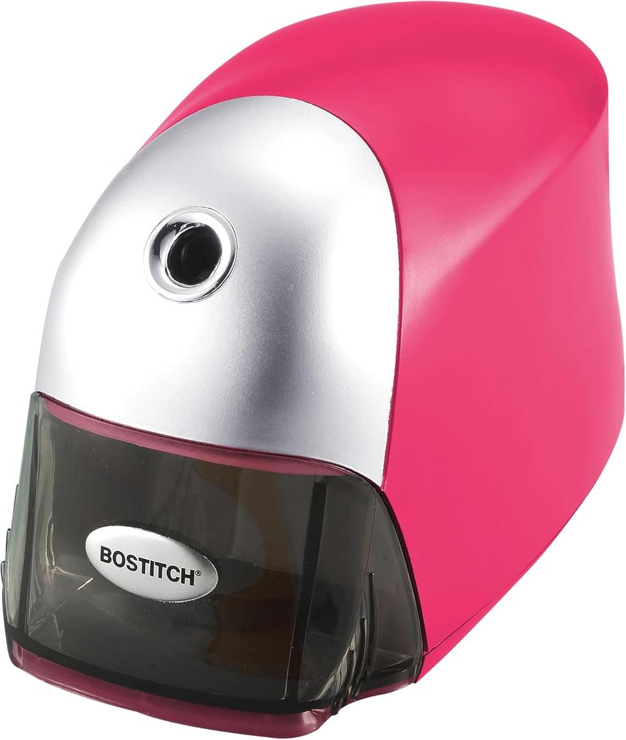 Bostitch Office QuietSharp Executive Heavy Duty Electric Pencil Sharpener for 65% Faster Sharpening and 6X Longer Cutter Life - Colored Pencil Compatible, Pink