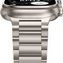 Anlinser Metal Bands Compatible with Apple Watch Band 49mm 46mm 45mm 44mm 42mm for Women Men, Stainless Steel Business Strap for iWatch Ultra 3/2/1 SE Series 11 10 9 8 7 6-1 (Titanium)