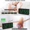 Peakeep Battery Operated Digital Alarm Clock for Bedrooms - Cordless Large Big Numbers 4 Dimmers, Auto Dimming for Seniors, Adjustable Volume Loud Alarm Clock for Heavy Sleepers Adults (Green Digits)