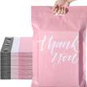 Metronic Thank You Poly Mailers 14.5x19, 50 Pcs, Easy to Carry Shipping Bags with Handle, Self-Seal Mailers Poly Bags for Small Business Packing and Shipping, Large Package Bags Mailing Bags, Pink