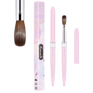 Acrylic Nail Brush Size #10, 100% Pure Kolinsky Nail Art Brushes for Acrylic Application, Sturdy Handle Oval Shaped Acrylic Powder Nail Design Tools for Professional Manicure DIY (Pink)