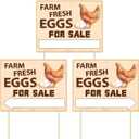 Lesnala 3pcs Double Sided Farm Fresh Eggs Sign Corrugated Plastic Mark with 6 Stakes for Indoor Outdoor Yard Business Supplies Home Decor 14.37 X 11.22inch