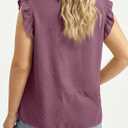 AlvaQ Womens Plus Size Summer Blouses Flowy V Neck Swiss Dot Sleeveless Ruffle Tank Top (X-Large Plus, Purple)