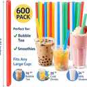 Tessco for you 600 Pcs 9.84 Inch Jumbo Smoothie Straws Bulk 10 mm Large Plastic Disposable Bubble Tea Straws Wide-mouthed Individually Wrapped for Tall Homemade Milkshakes Drinking