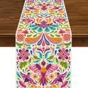 Nepnuser Cinco De Mayo Table Runner 108Inches Long Day of The Dead Decorations Mexican Fiesta Party Supply Island Altar Ofrenda Decor - Pack of 4
