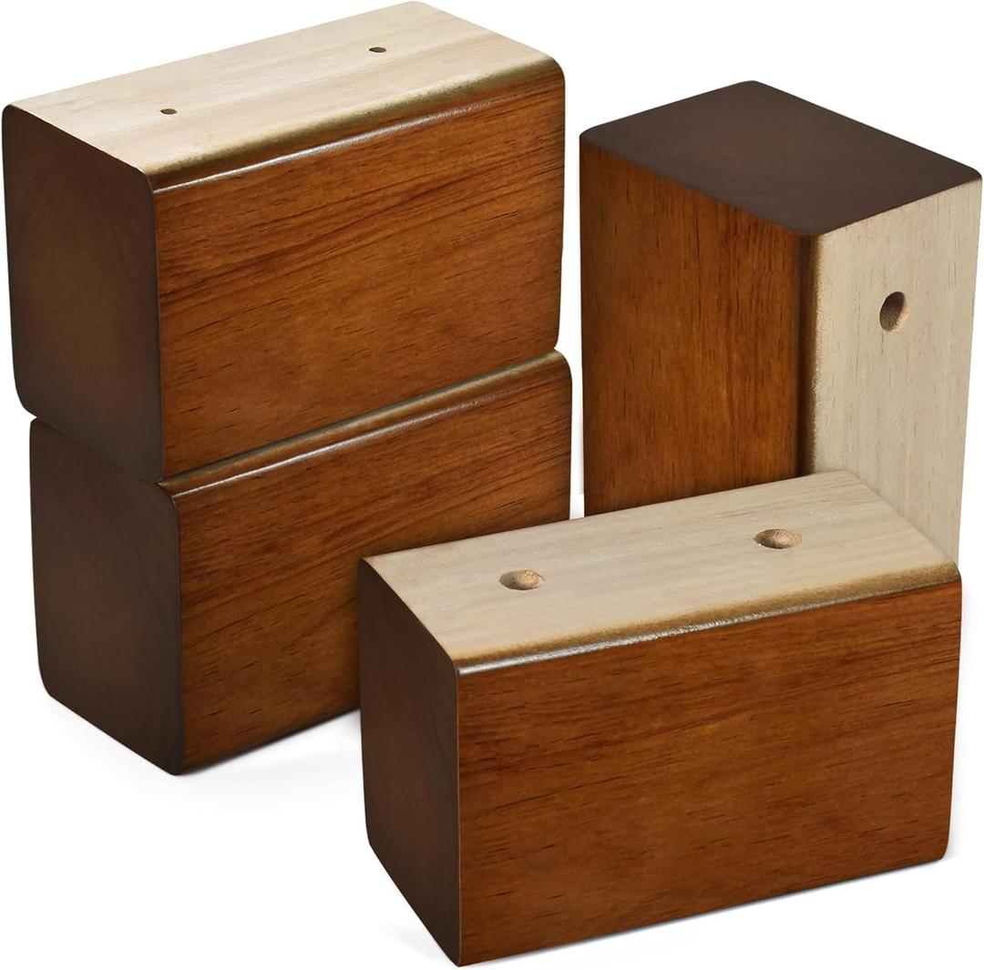 Sopicoz Wood Bed Risers (Brown, 3 inch)