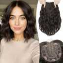 Lommel Short Wavy Hair Toppers for Women 12 Inch Hair Topper with Thinning Hairs Natural-Looking Wiglett Lightweight & Add Volume Hairpiece for White Roots Cover for Daily(Dark Brown)
