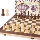 Gothink Chess Set Board Games for Adults, 15'' Handcrafted Wooden Game Board with 2 Extra Pawn Pieces & Storage Box Instructions, Folding Chess Game for Tournament Professional Beginner - Non-Magnetic