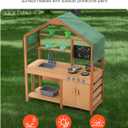 VEVOR Mud Kitchen for Kids Outdoor, Wooden Mud Kitchen Set with Canopy, Mud Kitchen for Kids Outdoor Backyard with Stoves, Planter Boxes, 2 Sink, Faucet, Blackboard, Cookware Pot, 40‘’ x 16‘’ x 50‘’